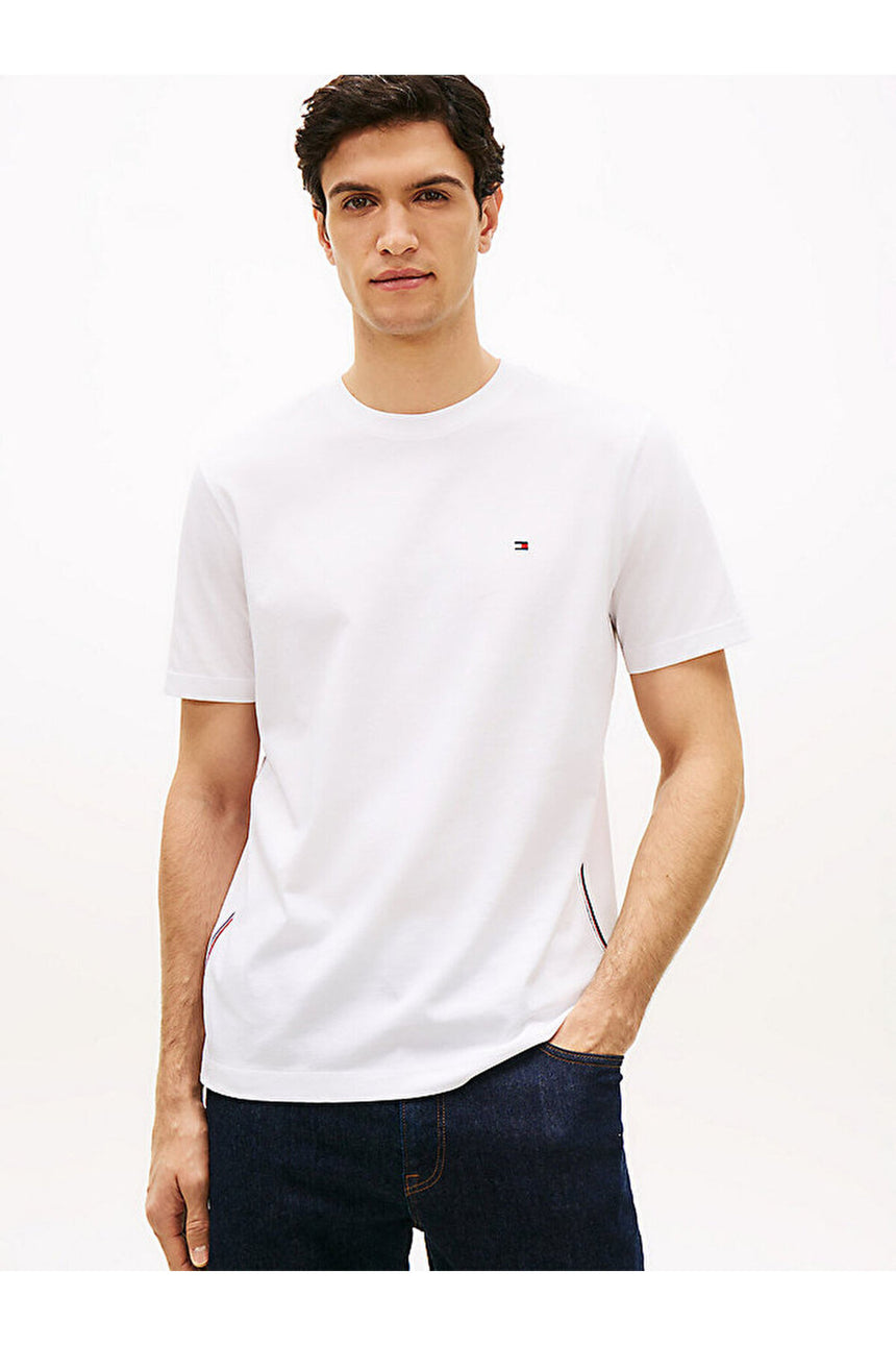 Tommy Hilfiger Erkek GLOBAL STRIPE TEE MW0MW42393YBR - Beyaz