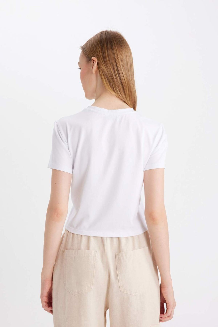 Defacto Kadın Short Sleeve T-Shirt Z8790Az - Beyaz