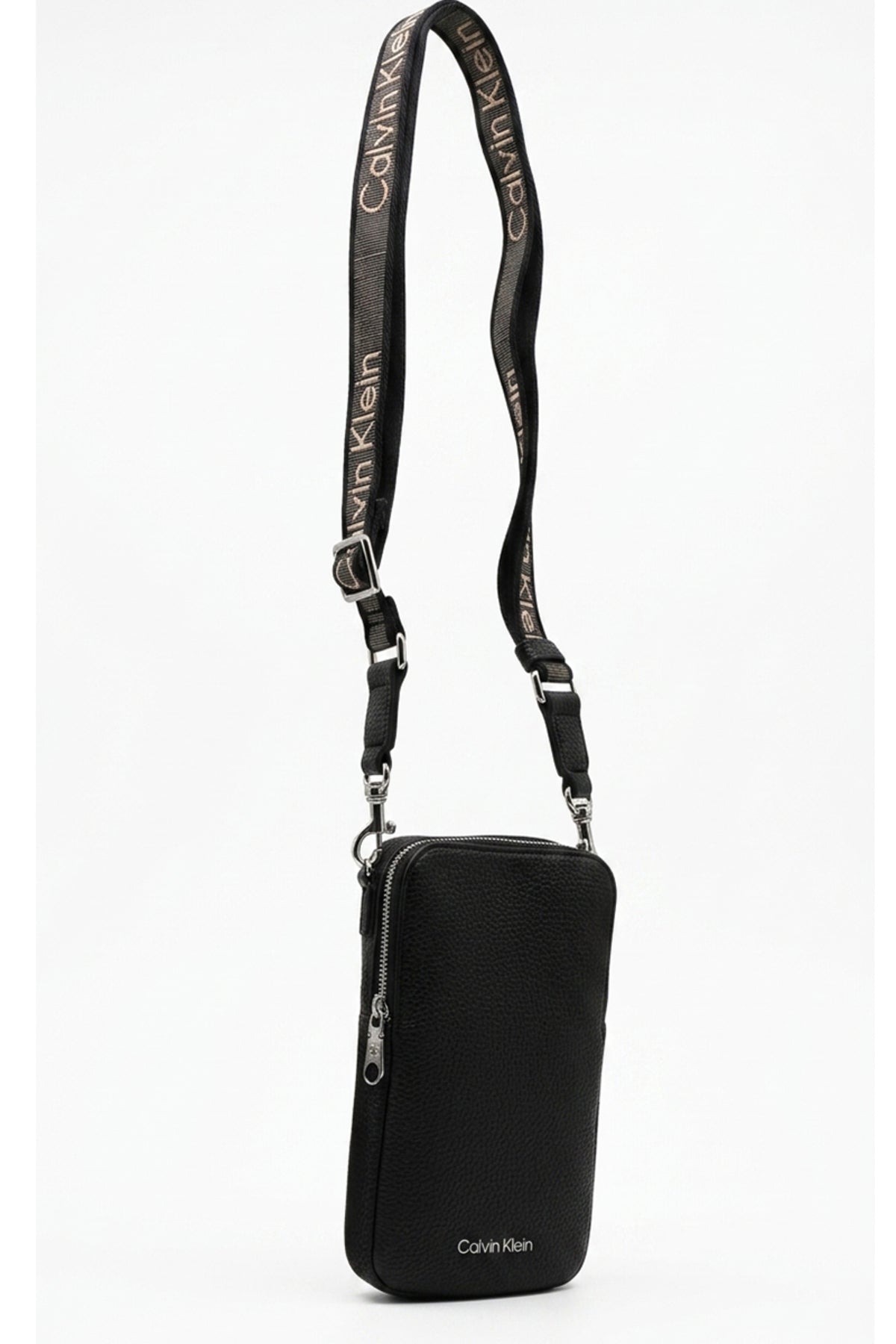 Calvin Klein Logo Webbing Phone Crossbody Kadın Omuz Çantası LV04F1222G - Siyah