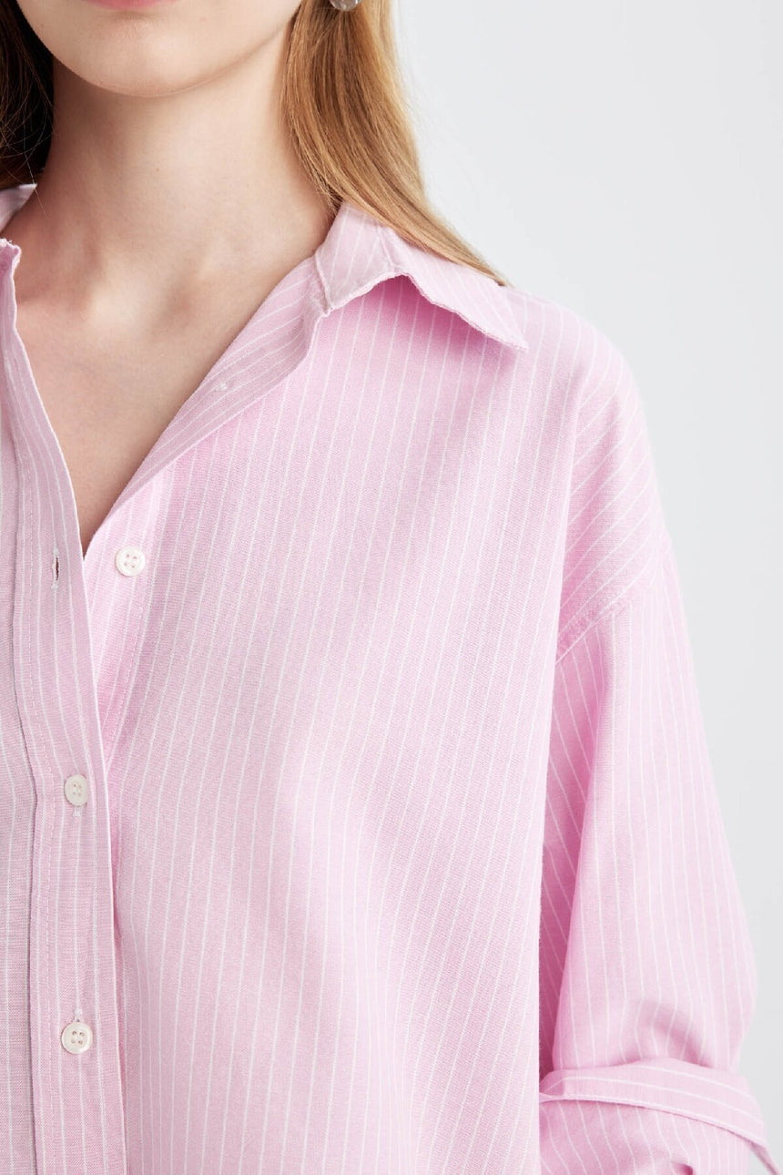 Defacto Kadın Long Sleeve Shirt D4015Ax - Açık Pembe