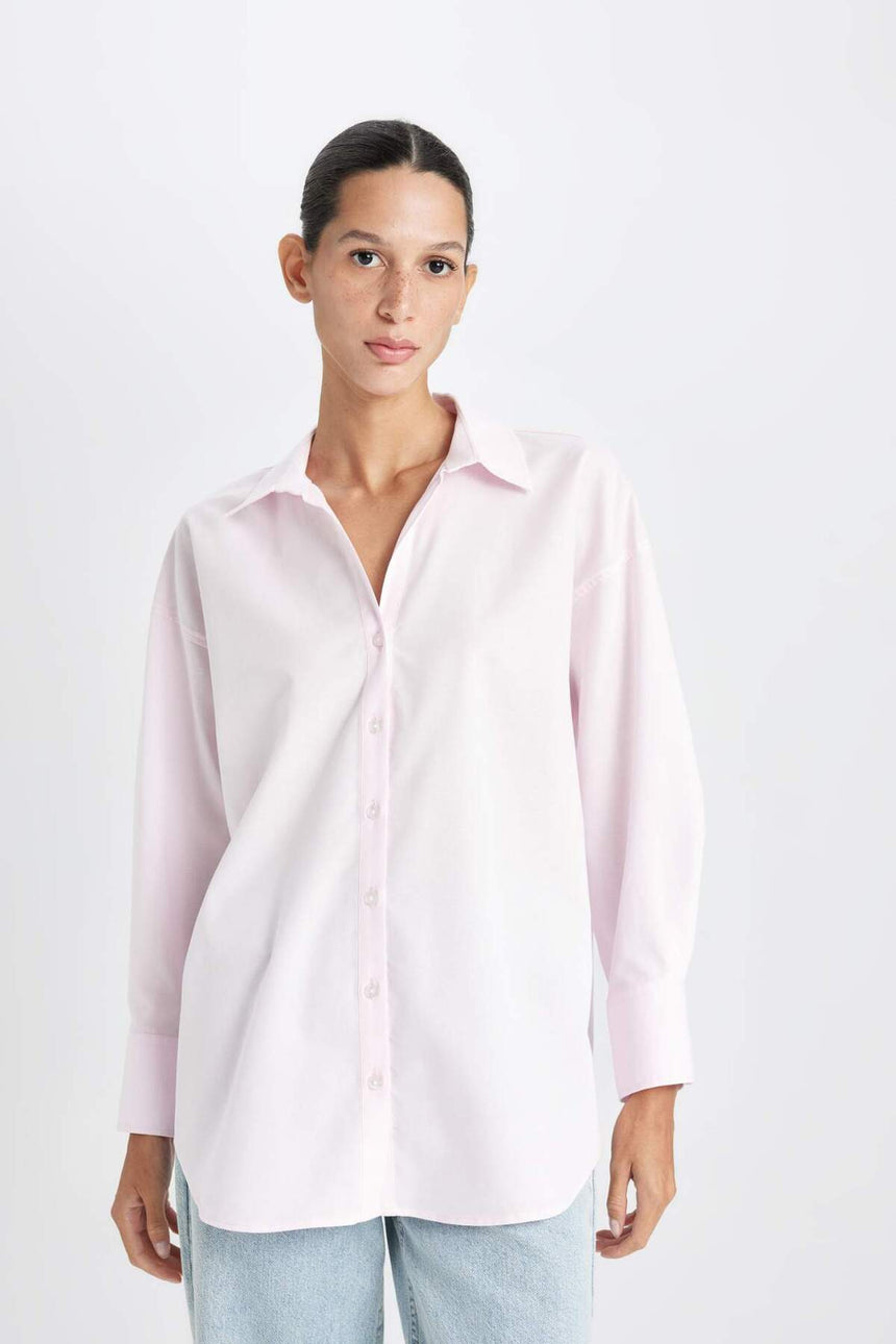 Defacto Kadın Long Sleeve Shirt C4597Ax - Açık Pembe