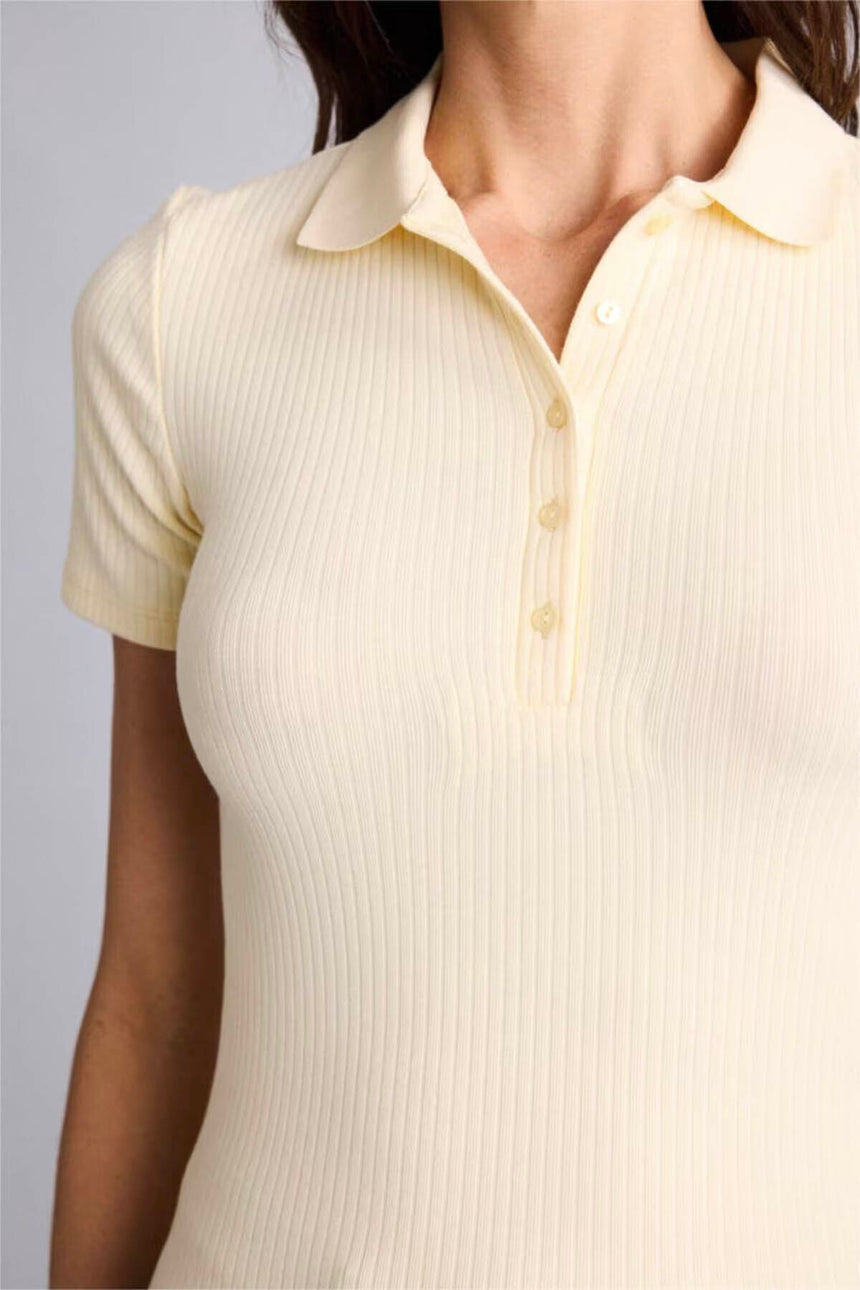 Defacto Kadın Short Sleeve Polo T-Shirt E6577AX - Açık Sarı