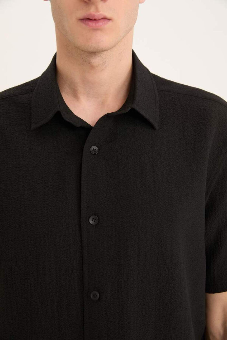 Defacto Erkek Short Sleeve Shirt E1223Ax - Siyah