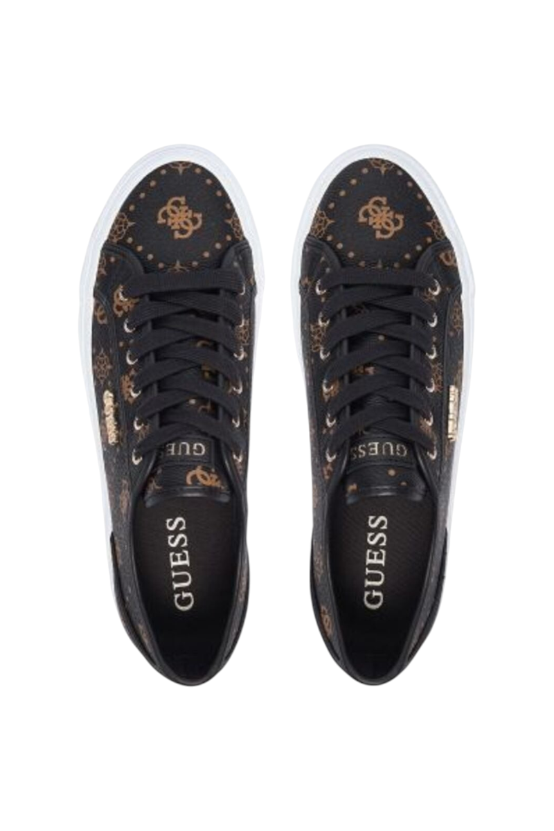 Sporline Guess kahverengi logolu kadın sneaker, üstten görünüm