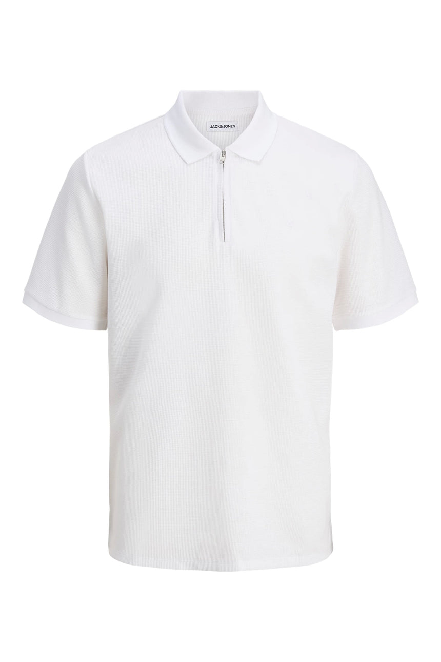 JACK&JONES JJEAUSTIN ZIP POLO SS NOOS 12279177 - Beyaz