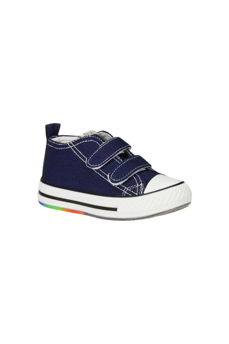 Sporline Vicco lacivert keten çocuk sneaker, cırt cırtlı kapama ve renkli taban detaylı