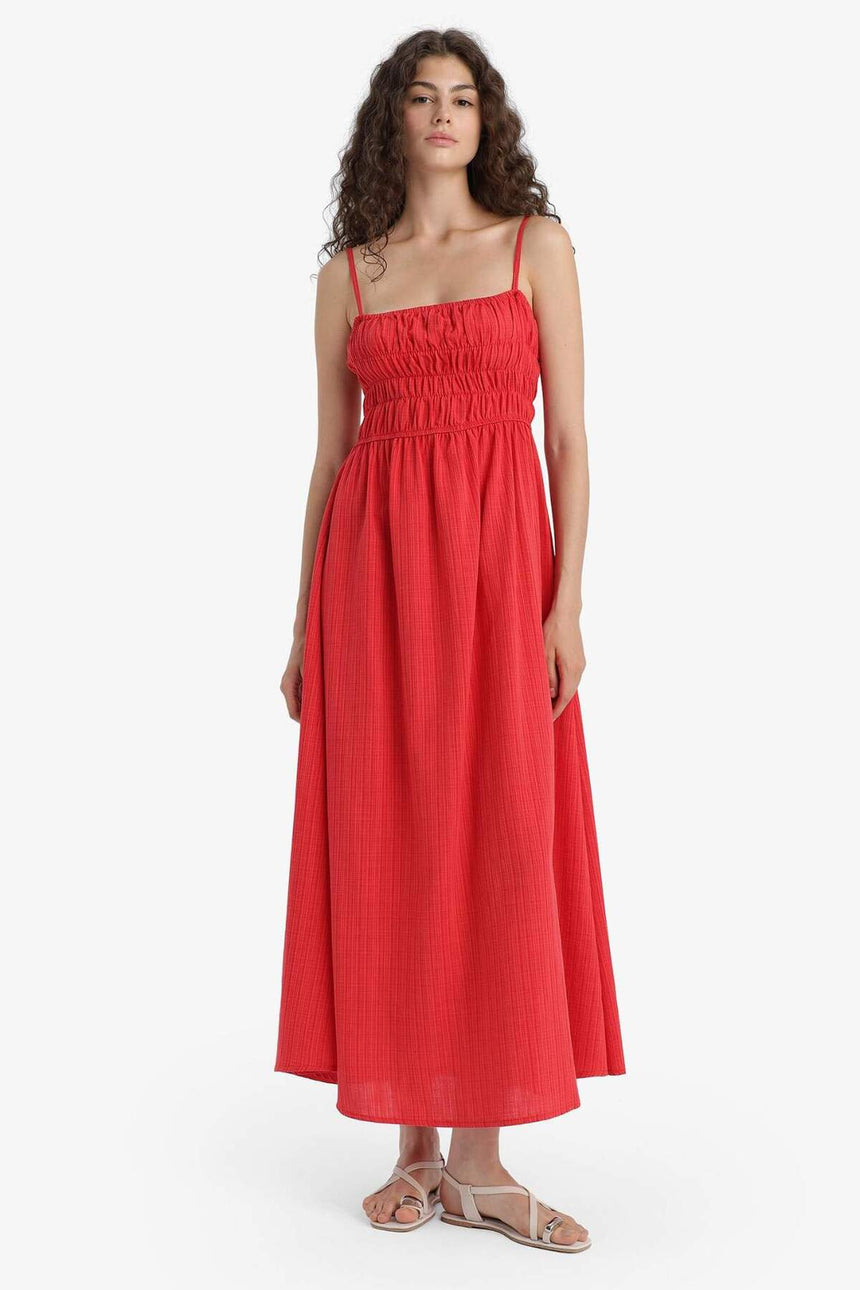 Defacto Kadın Short Sleeve Woven Dress C9236Ax - Kırmızı