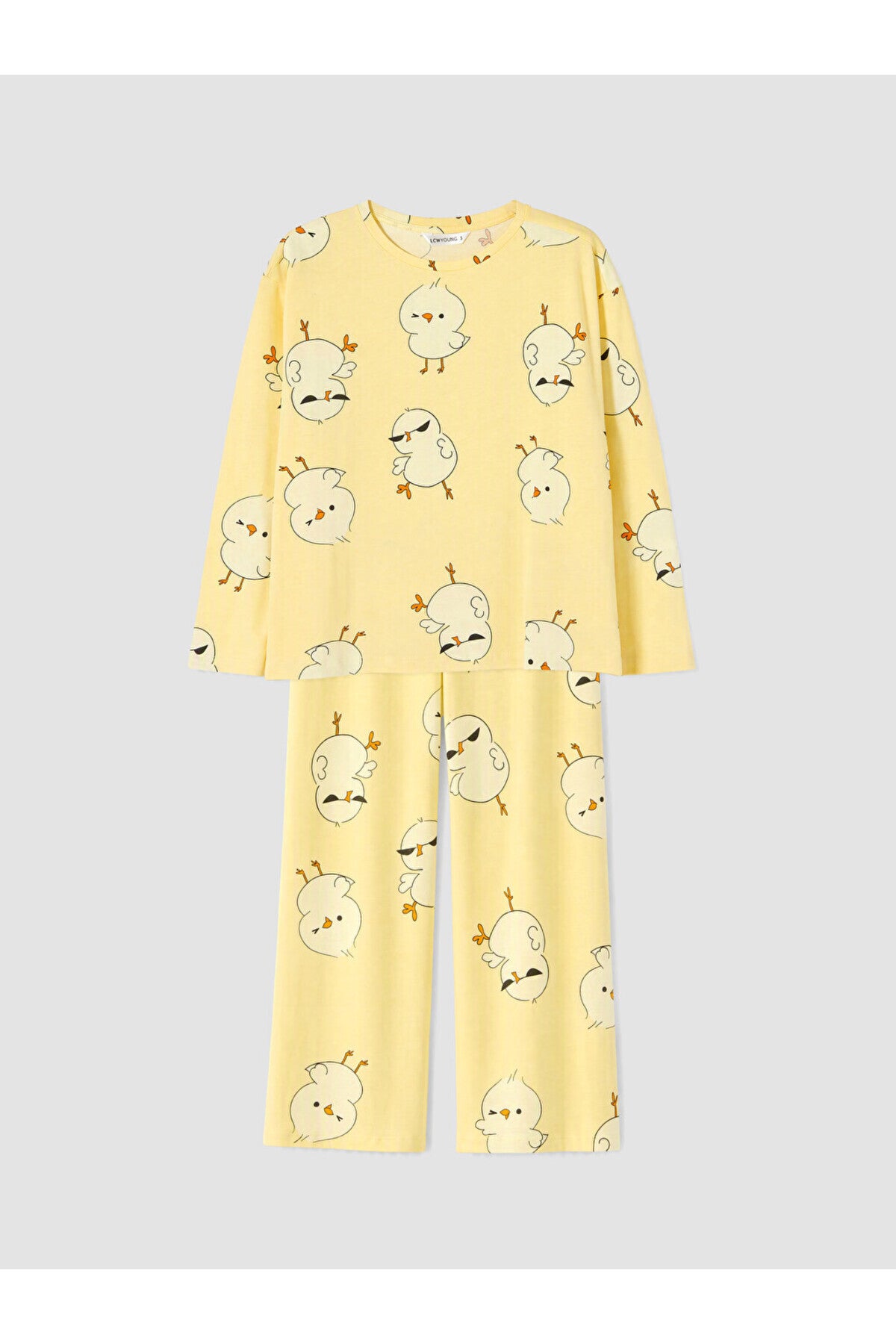 LC Waikiki Kadın Desenli Penye Pijama Takımı W6G851D8 - Açık Sarı
