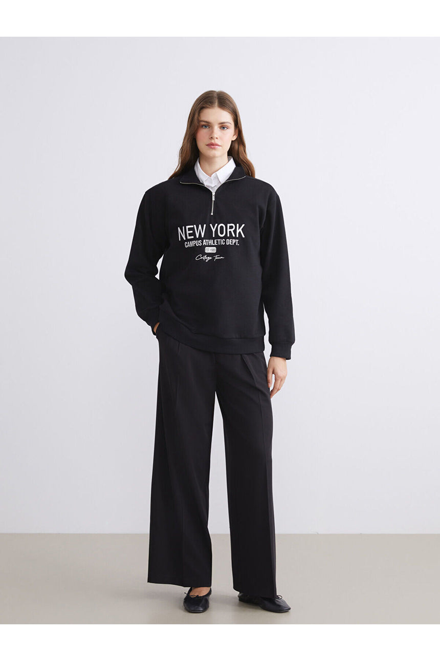 LC Waikiki Kadın Oversize Sweatshirt W5IC30F8 - Siyah