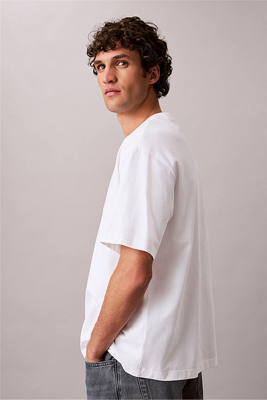 Calvin Klein Erkek SS 16S ELEVATED MONOLOGO TEE LV04RF819GYAF - Beyaz