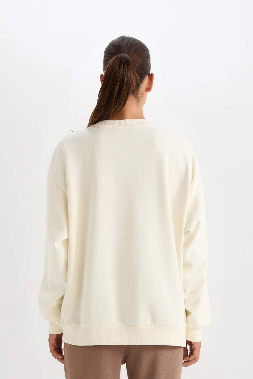 DeFacto Kadın Sweatshirt A9550AX - Ekru