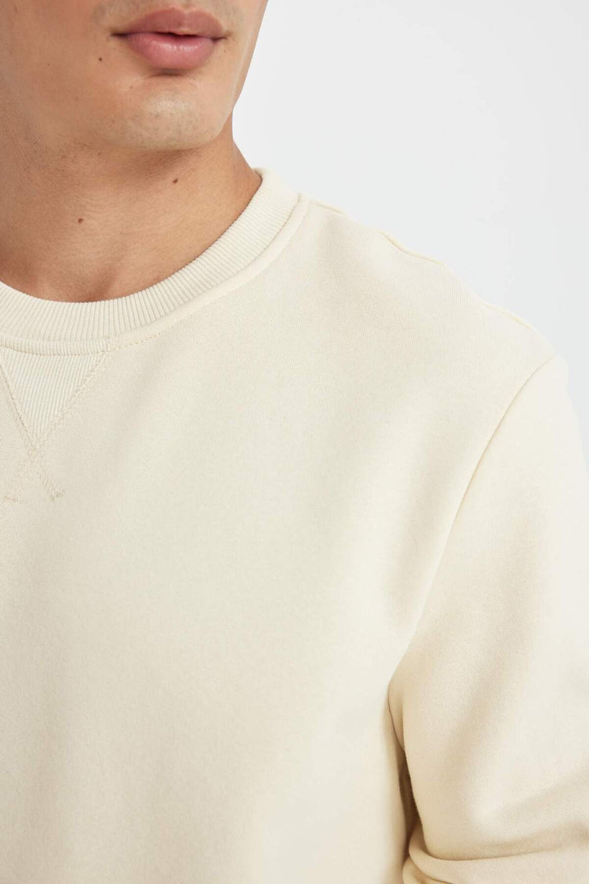 DeFacto Erkek Sweatshirt T3777AZ - Ekru