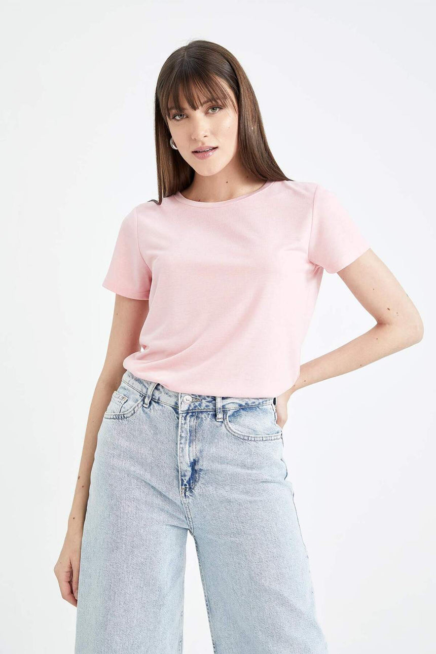 DeFacto W7299AZ Kadın T-Shirt - Açık Pembe