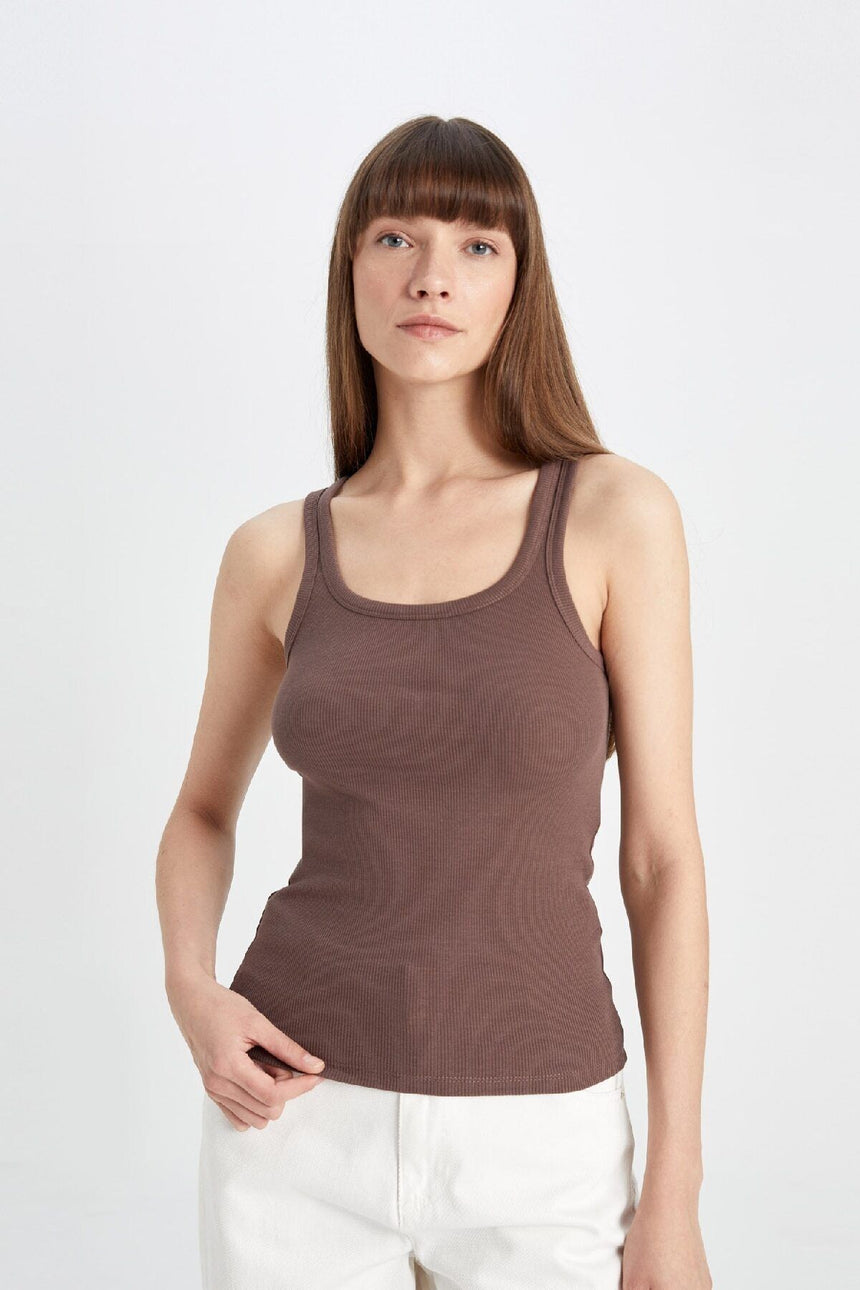 DeFacto Kadın Slim Fit Atlet A2366AX - Kahverengi