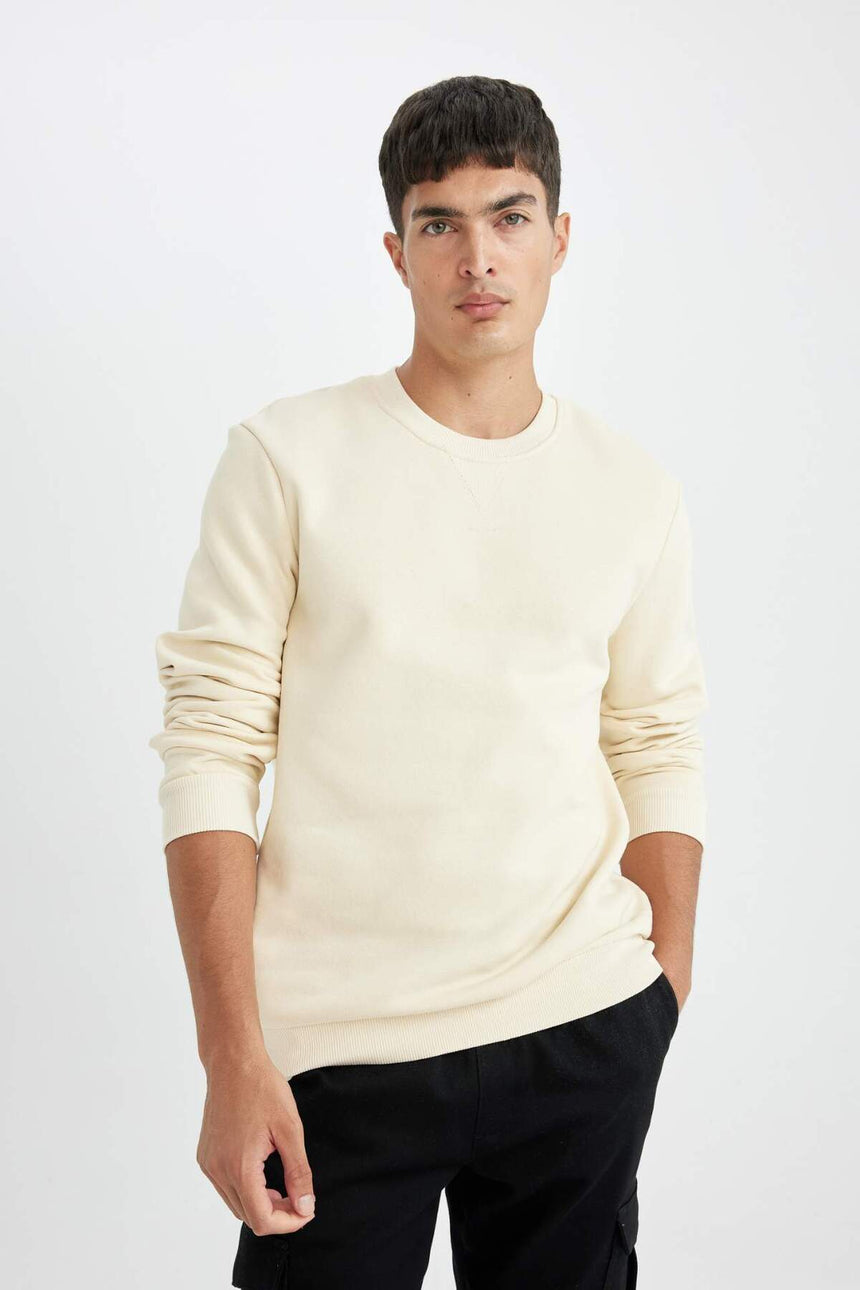DeFacto Erkek Sweatshirt T3777AZ - Ekru