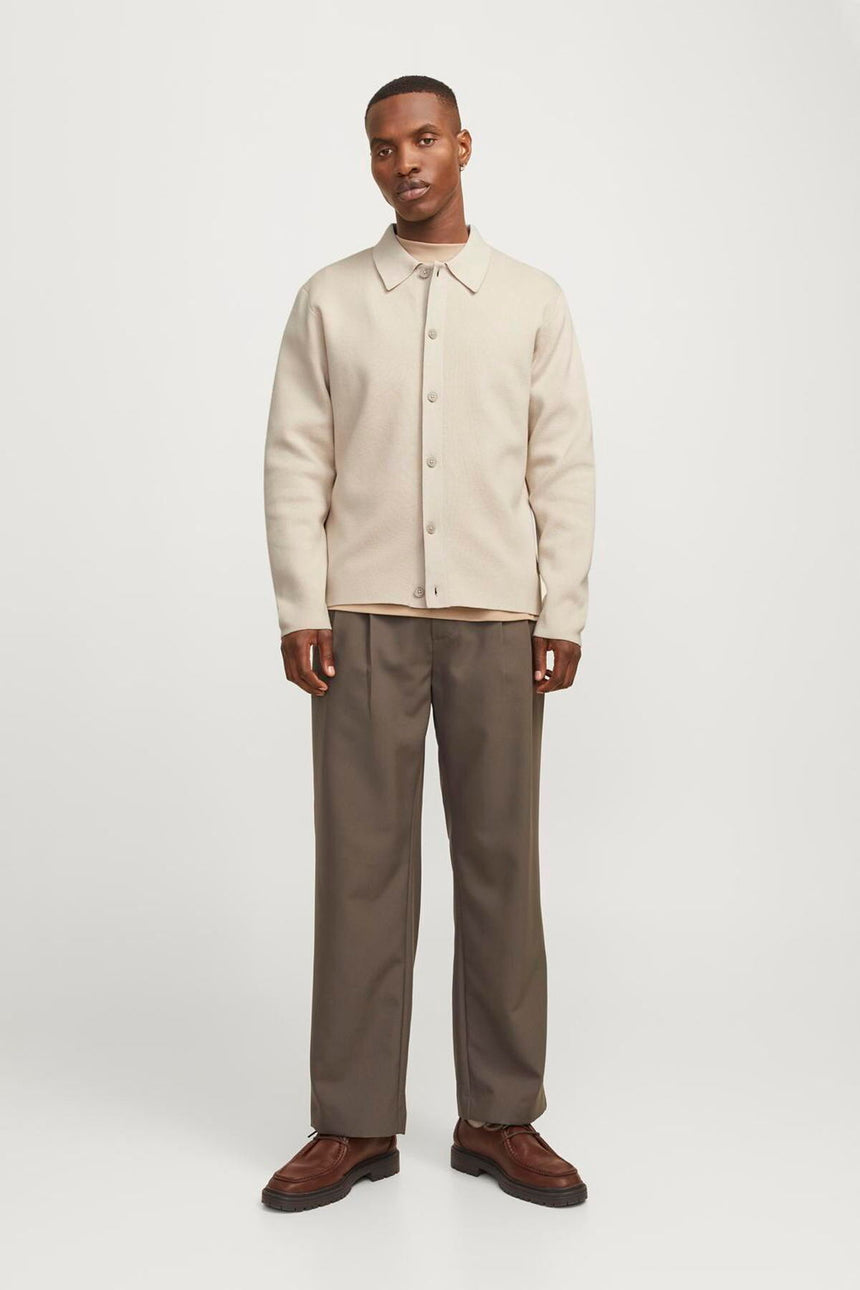 JACK&JONES JJELEGACY BLOCKING SWEAT HOOD NOOS 12271403 - Açık Krem