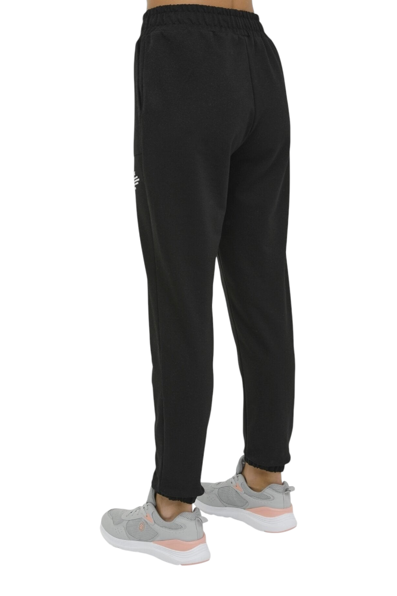 Sporline Lumberjack siyah kadın eşofman altı, regular kesim, polyester ve elastan karışımlı rahat spor giyim