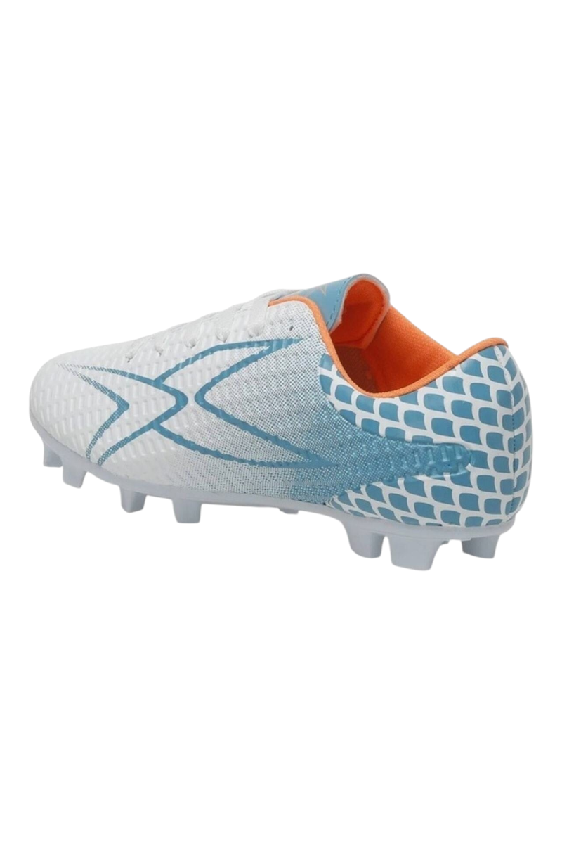 Sporline Kinetix Sergi AG unisex krampon, beyaz ve turkuaz neon renkli, desenli futbol ayakkabısı