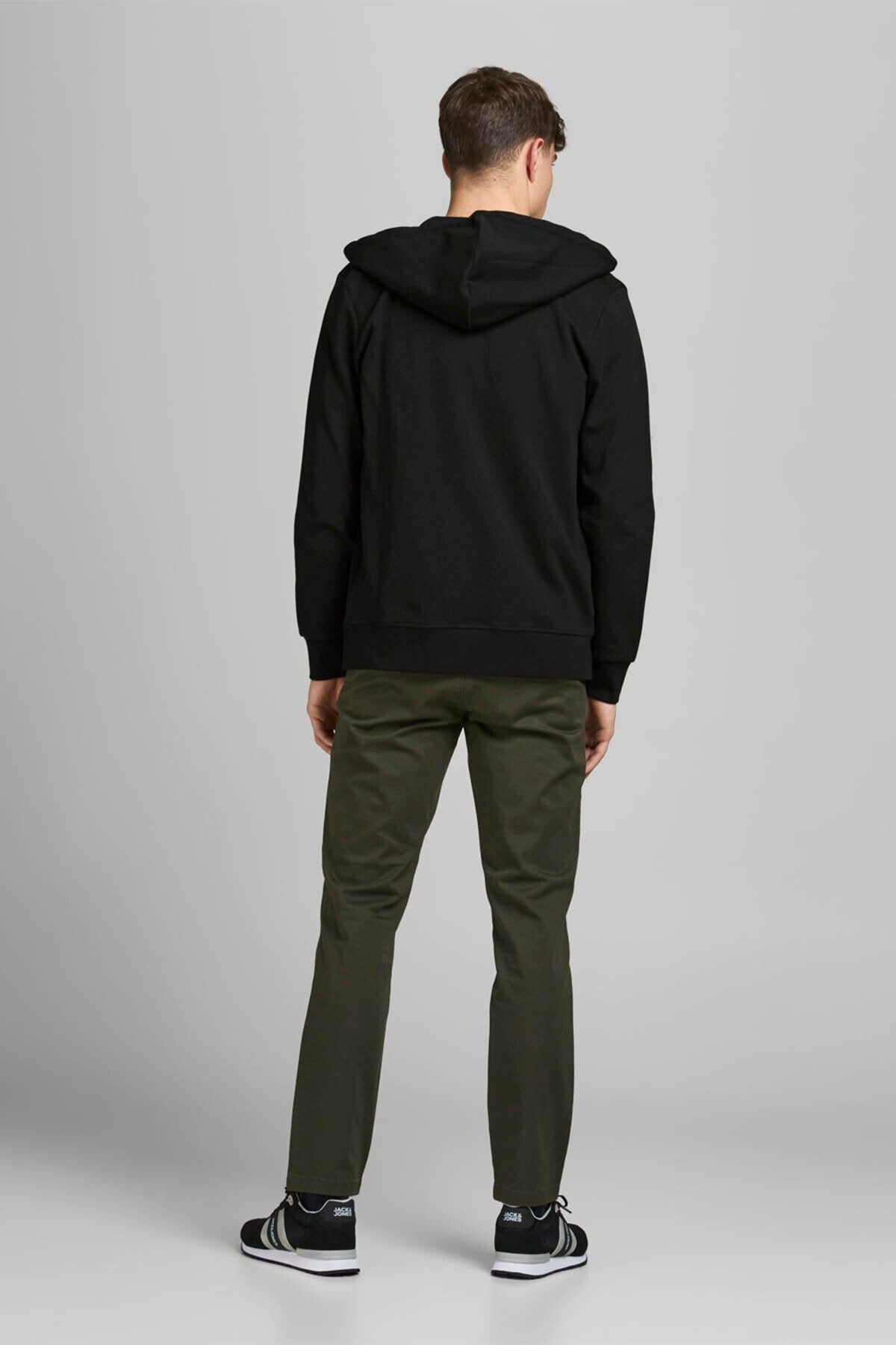Jack & Jones Basic Erkek Fermuarlı Kapüşonlu Sweatshirt 12181901 - Siyah