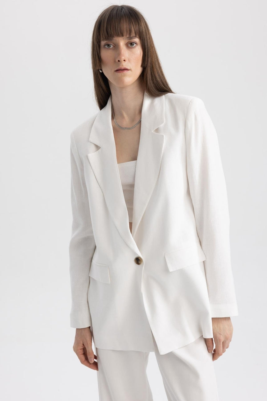 DeFacto Z2536AZ Kadın Blazer Ceket - Beyaz