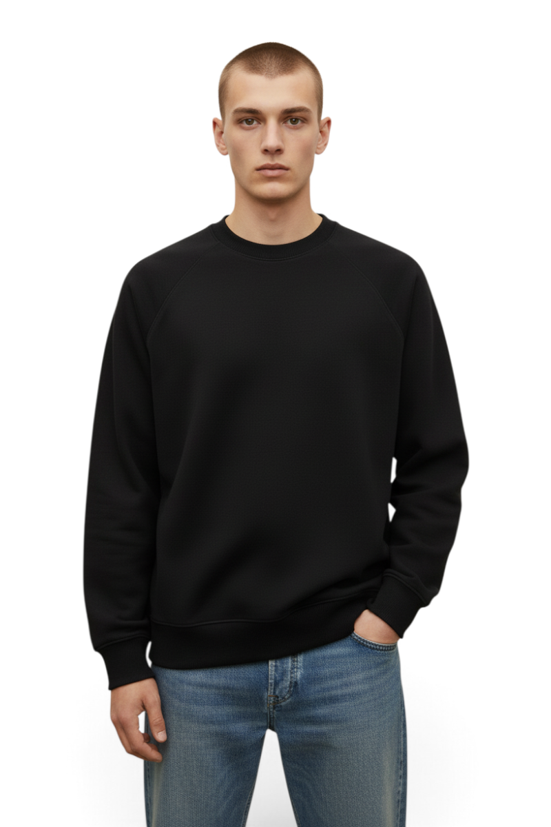 Sporline Timberland Exeter River bisiklet yaka siyah erkek sweatshirt, regular fit kesim ve minimal logo detaylı