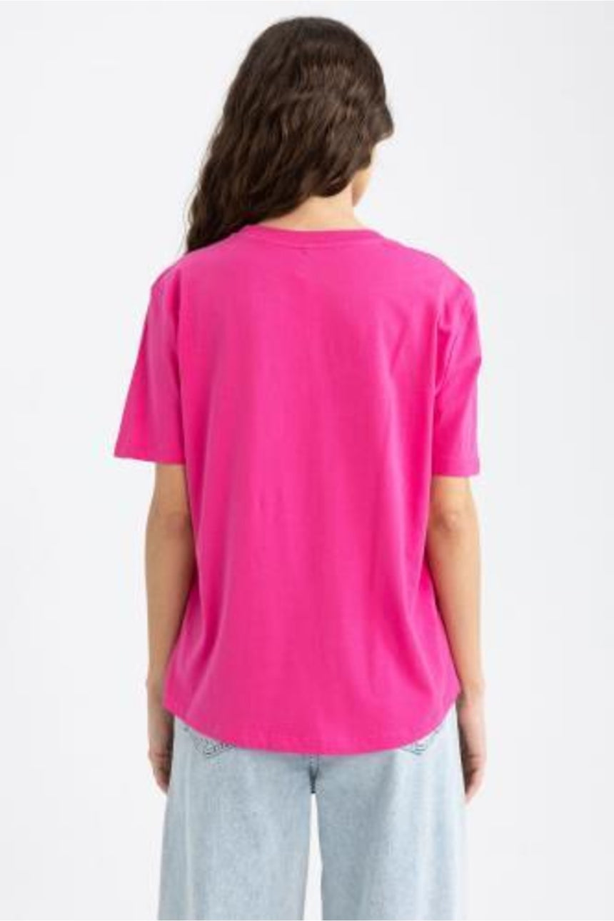 Defacto Kadın Short Sleeve T-Shirt W9584AZ - Mor/ Beyaz
