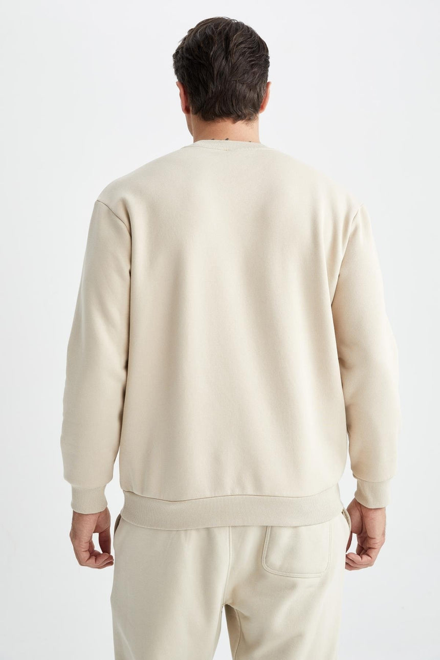 Defacto Erkek Sweat Shirt T5139Az - Ekru