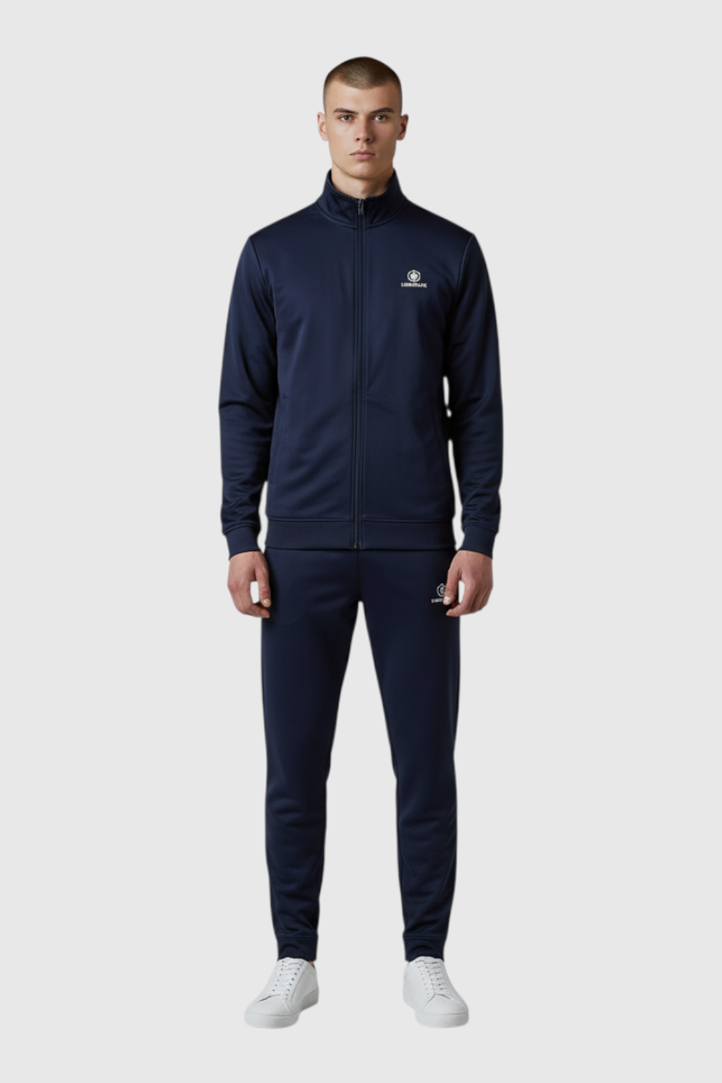 Sporline Lumberjack lacivert erkek eşofman takımı, regular kesim, %100 tekstil kumaş, fermuarlı üst ve pantolon.