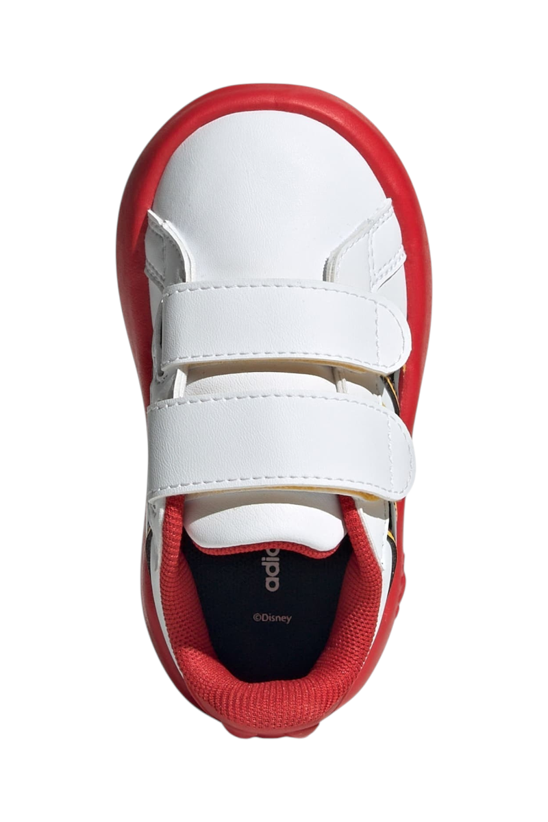 Sporline adidas Grand Court Mickey çocuk sneaker, beyaz suni deri ve kırmızı detaylı cırt cırtlı tasarım