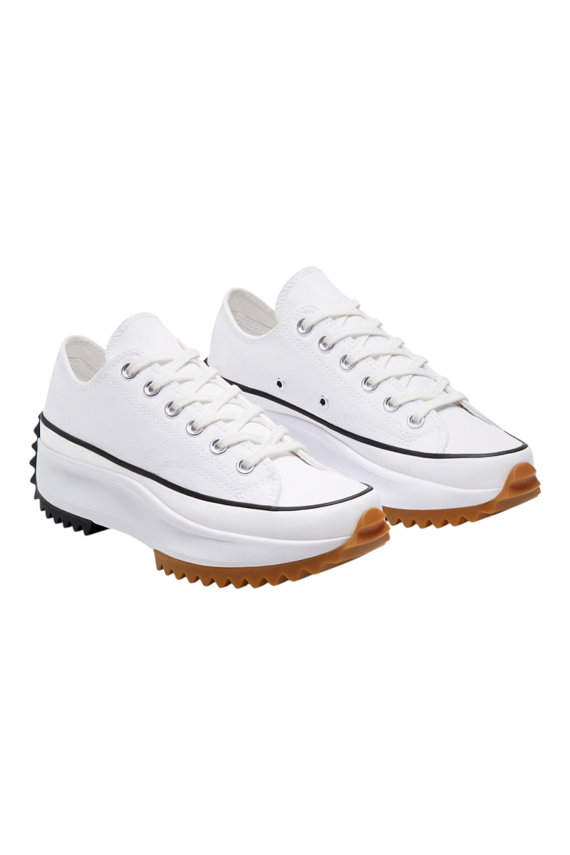 Sporline beyaz Converse Run Star Hike kanvas spor ayakkabı, tırtıklı kauçuk tabanlı platform tasarım
