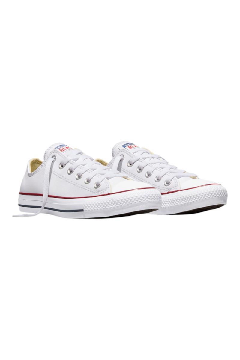 Sporline beyaz deri Converse Chuck Taylor All Star unisex spor ayakkabı, klasik düşük bilekli tasarım