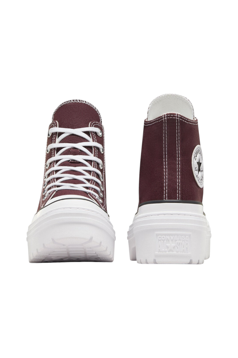 Sporline marka bordo renkli, kalın beyaz tabanlı Converse Chuck Taylor All Star Lugged yüksek konçlu spor ayakkabı