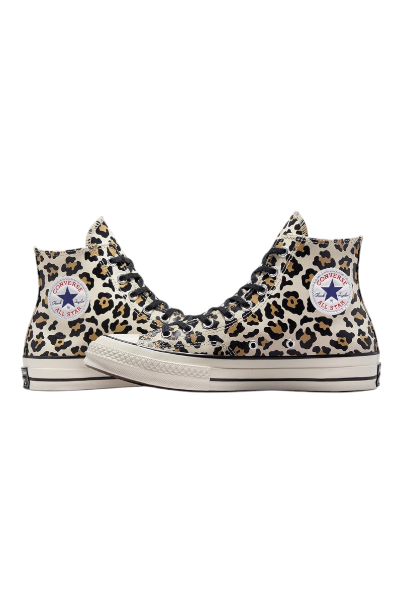 Sporline Converse Chuck 70 krem rengi leopar desenli kanvas yüksek bilekli spor ayakkabı