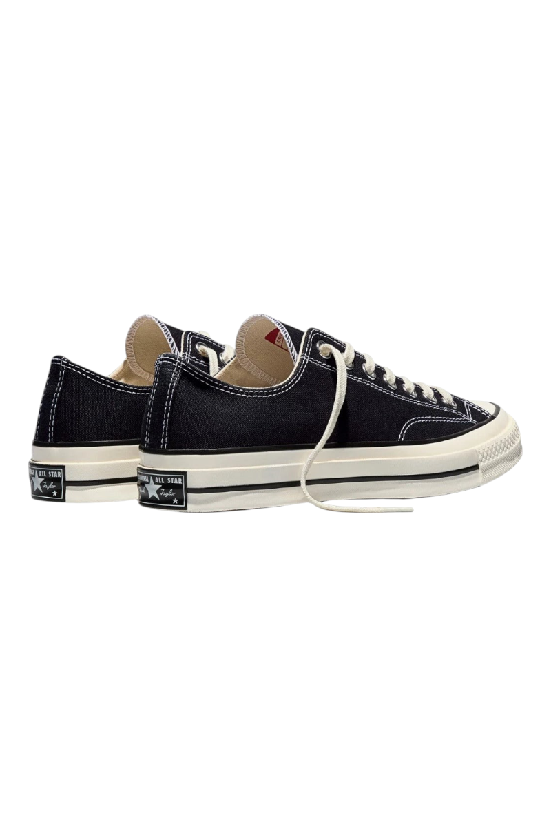Sporline Converse Chuck 70 Ox siyah kanvas bileksiz spor ayakkabı, vintage kauçuk bant detaylı