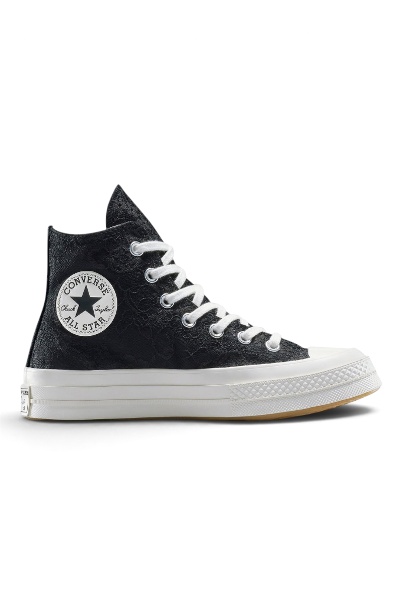 Sporline Converse Chuck 70 siyah kanvas yüksek bilekli spor ayakkabı, beyaz bağcıklı ve ikonik All Star logolu