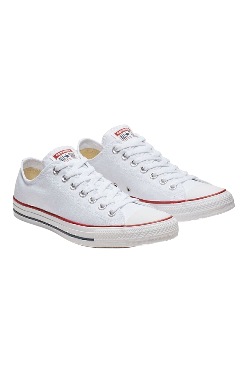 Sporline Converse Chuck Taylor All Star beyaz tekstil sneaker ayakkabı, klasik bağcıklı tasarım ve kauçuk taban