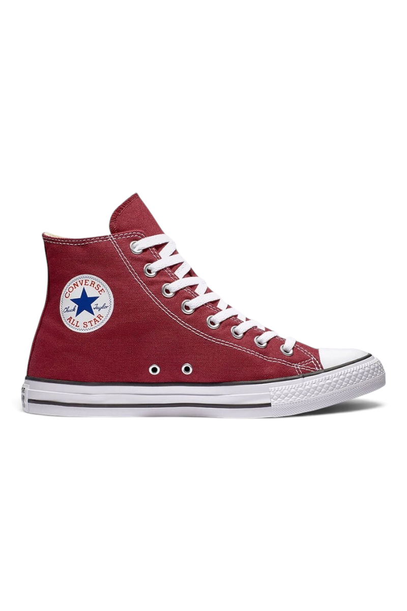 Sporline Converse Chuck Taylor All Star bordo renkli, beyaz bağcıklı ve ikonik logolu yüksek bilekli spor ayakkabı