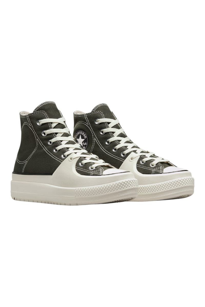 Sporline Converse Construct koyu yeşil kanvas yüksek tabanlı spor ayakkabı, OrthoLite yastıklamalı ve kauçuk burunlu