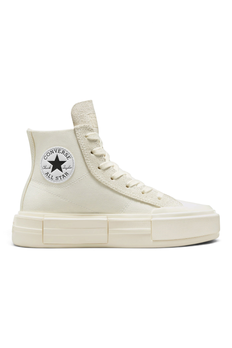 Sporline Converse Cruise krem rengi kanvas ve süet detaylı yüksek tabanlı sneaker