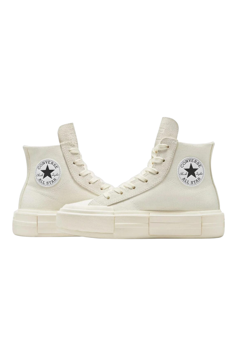 Sporline Converse Cruise krem rengi kanvas ve süet detaylı yüksek tabanlı sneaker ayakkabı