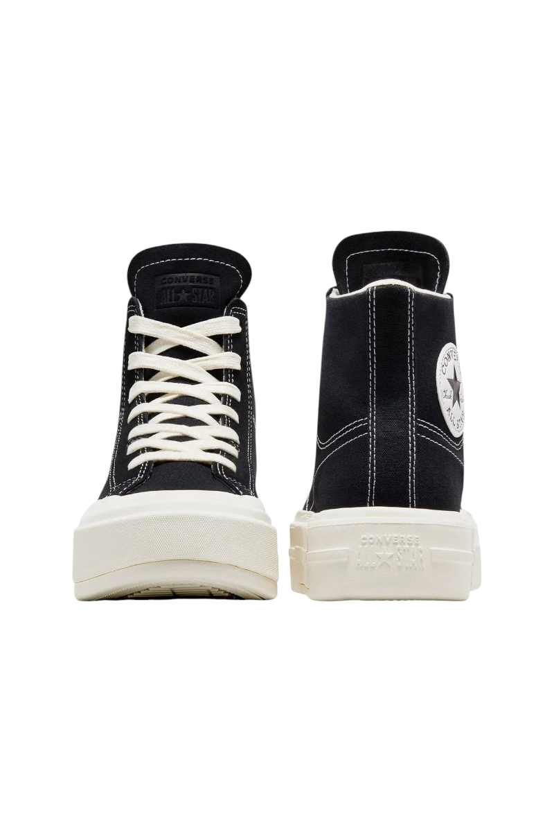 Sporline Converse Cruise siyah tekstil bilekli spor ayakkabı, beyaz bağcıklı ve kalın kauçuk tabanlı tasarım