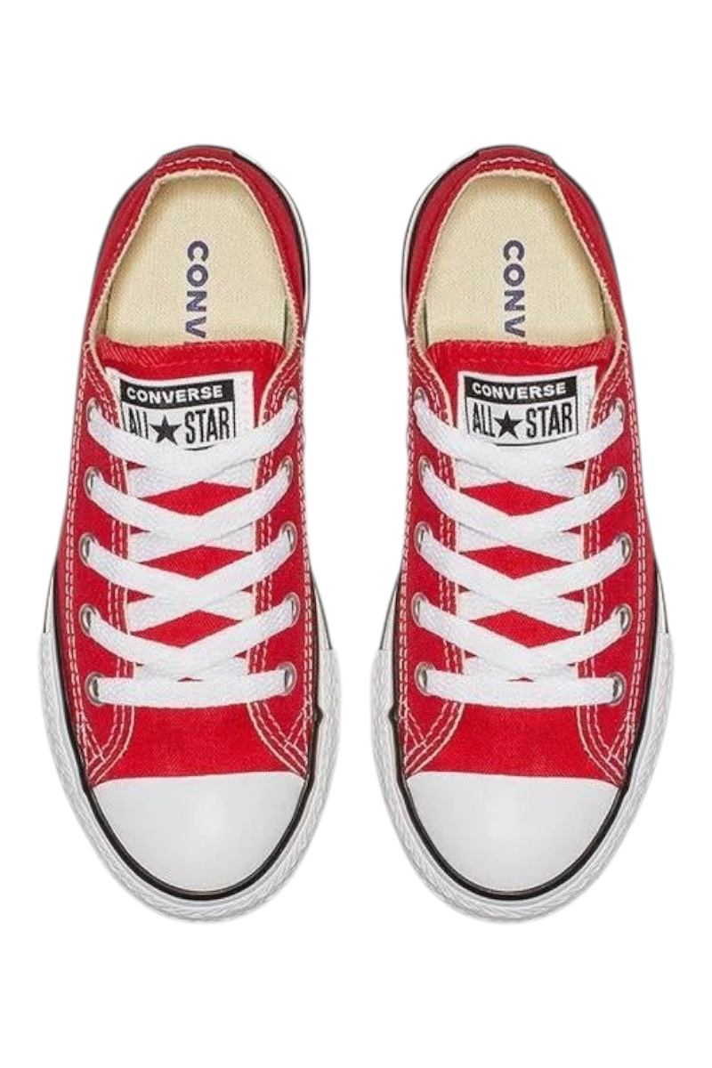 Sporline Converse Chuck Taylor All Star kırmızı kanvas spor ayakkabı, beyaz bağcıklı ve klasik burun yapılı