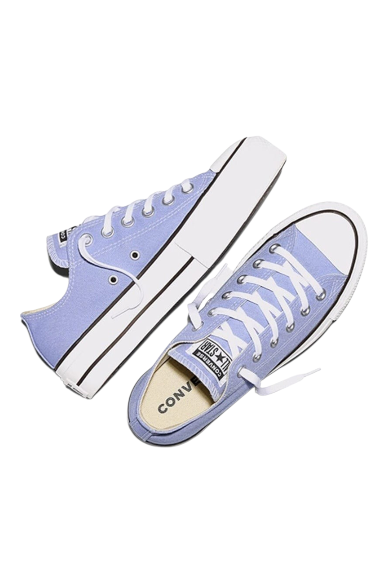 Sporline Converse Chuck Taylor All Star Lift Platform lila kanvas kadın günlük ayakkabı, beyaz yüksek tabanlı