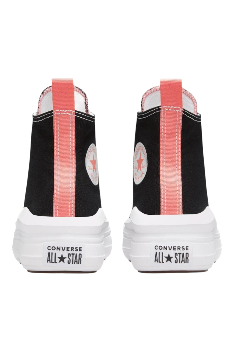 Sporline Converse Chuck Taylor All Star Move platform siyah pembe kanvas spor ayakkabı arka görünüm