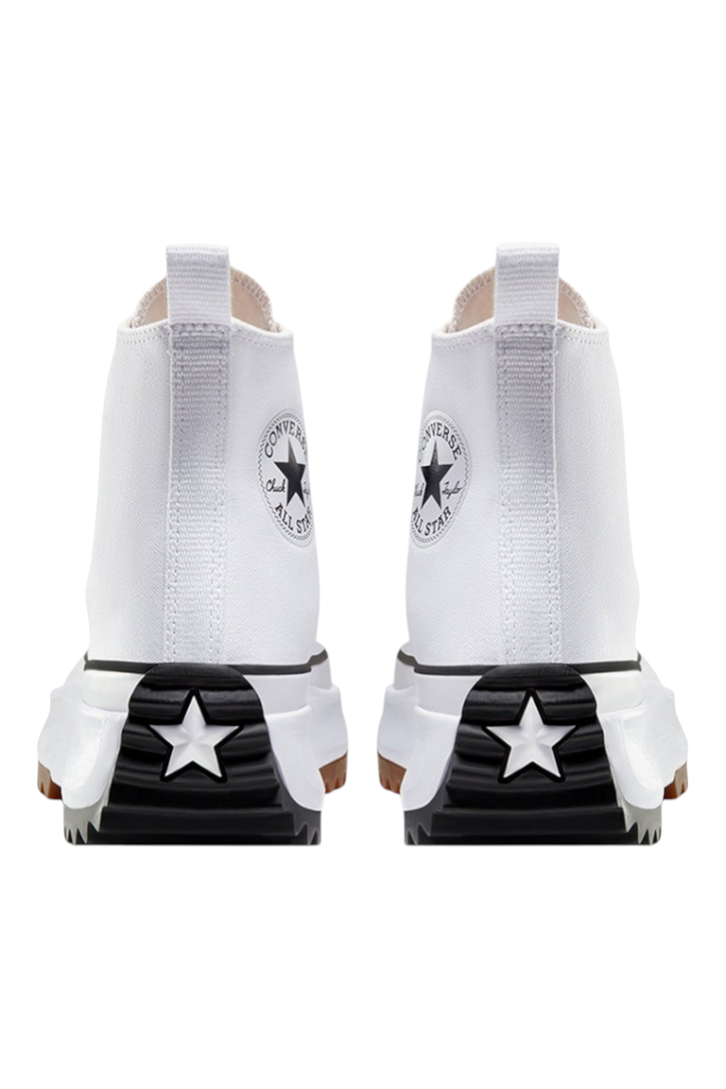 Sporline marka beyaz kanvas Converse Run Star Hike platform spor ayakkabı, arkadan görünüm, siyah ve kahverengi detaylı