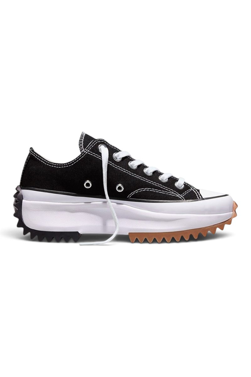 Sporline Converse Run Star Hike siyah beyaz kanvas platform spor ayakkabı, tırtıklı kauçuk tabanlı günlük model