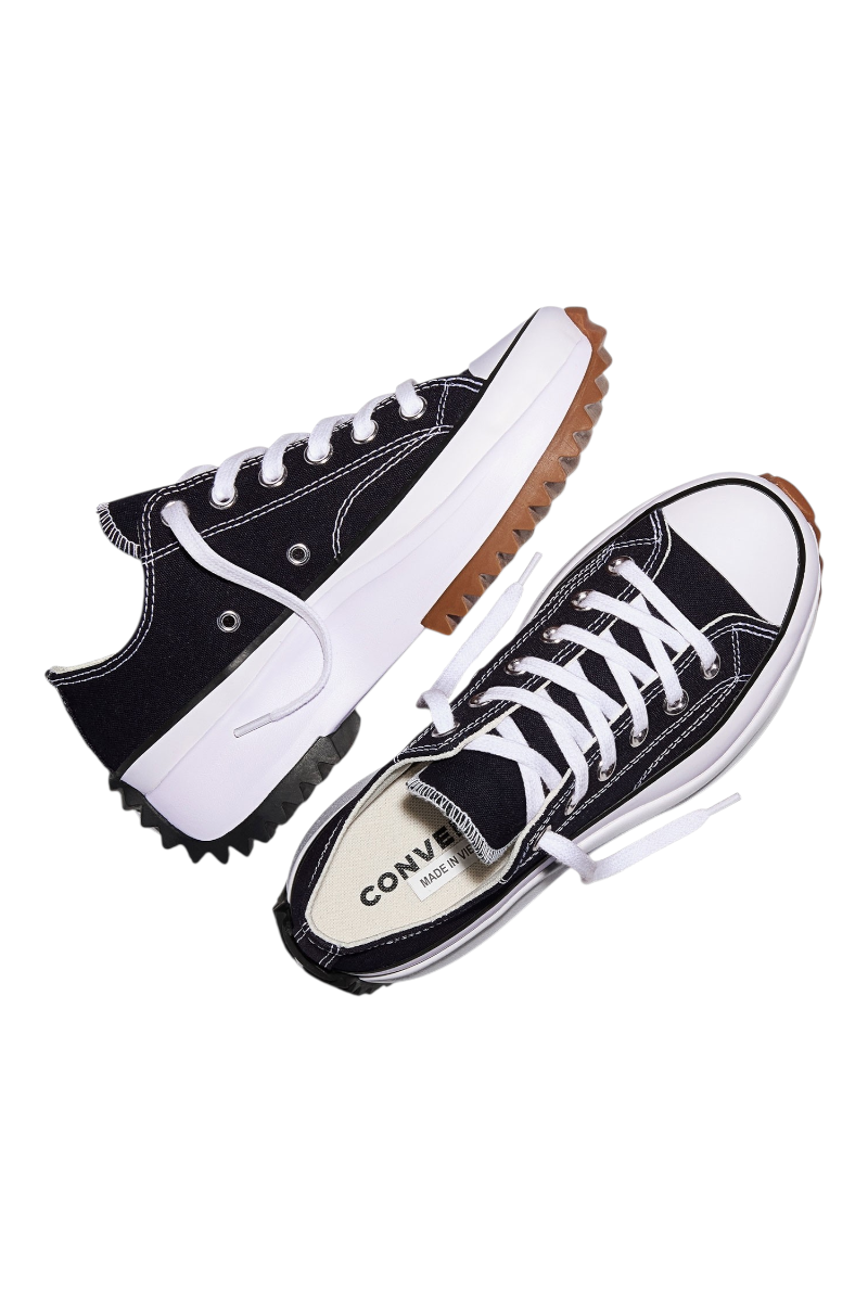 Sporline Converse Run Star Hike siyah beyaz kanvas platform spor ayakkabı, tırtıklı kauçuk tabanlı günlük model