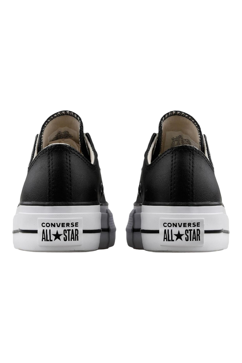 Sporline Converse Chuck Taylor All Star siyah deri platform spor ayakkabı arkadan görünüm