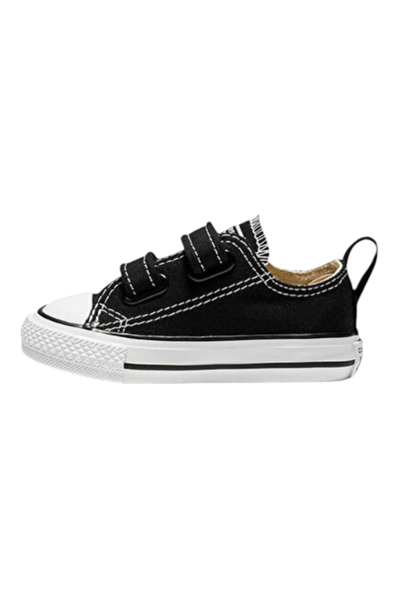 Sporline Converse Chuck Taylor All Star siyah kanvas çocuk spor ayakkabı, cırt cırtlı kolay giyim tasarımı