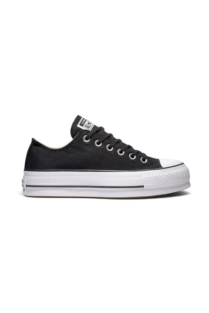 Sporline Converse Chuck Taylor All Star siyah kanvas platform tabanlı bileksiz kadın spor ayakkabı